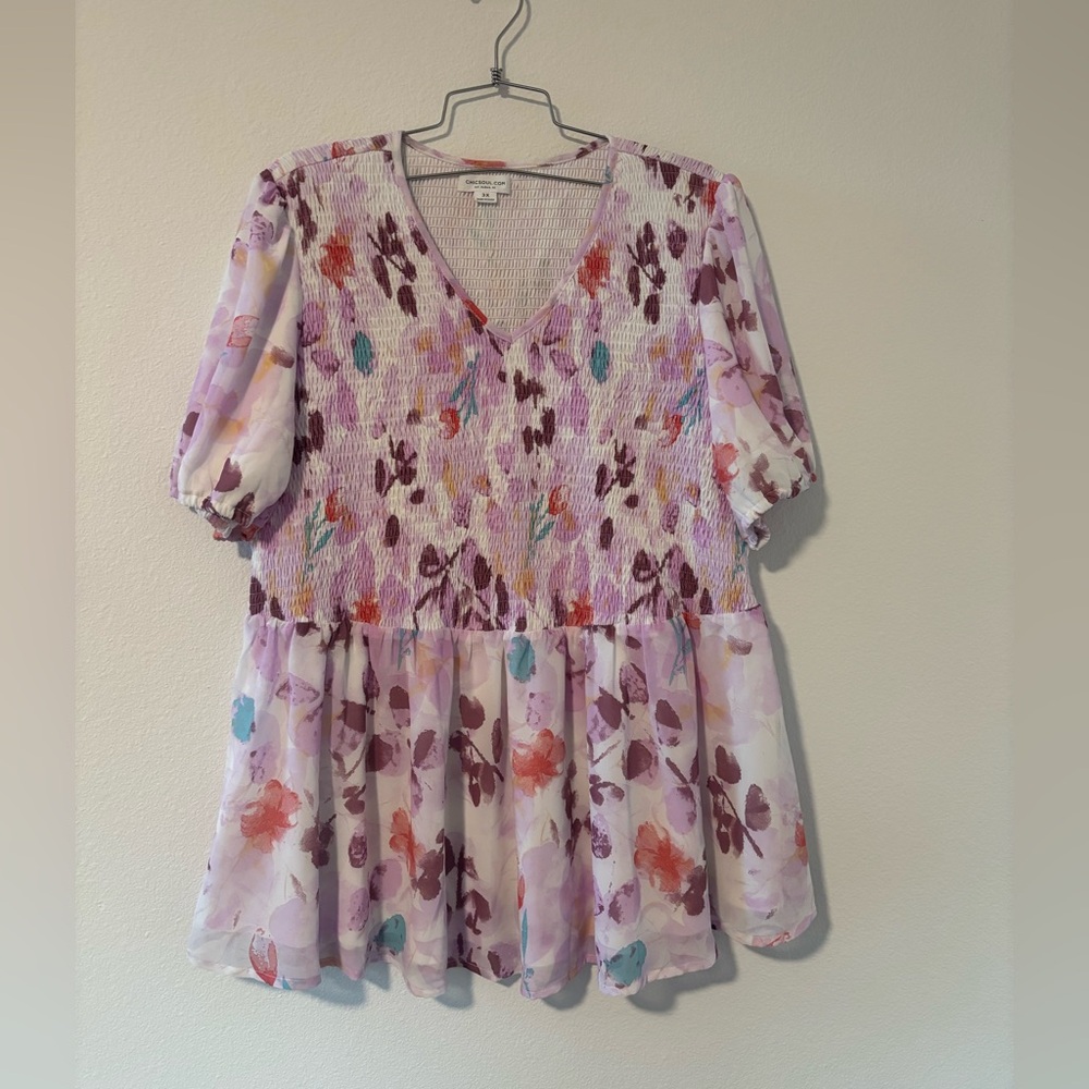 Chic Soul Floral Print Bodice Blouse
